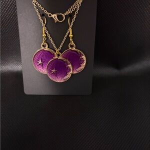 Lunar Charm Purple and Gold Necklace Set
